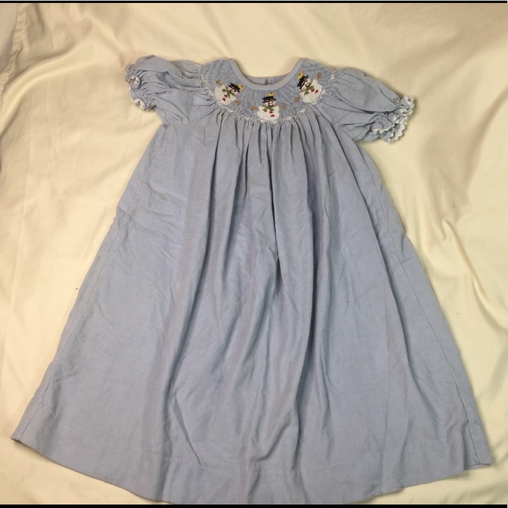 Castle & Crowns Snowman Smocked Corduroy Dress
